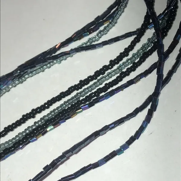 Elegant Rainbow Coated Black Beaded Boho Necklace - Image 2