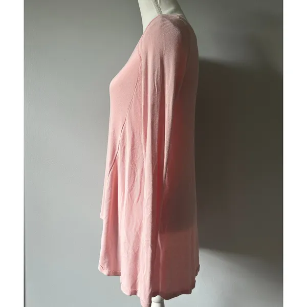 Free People Vintage Baby Pink Longsleeve High Low Blouse Boho Size S - Image 4