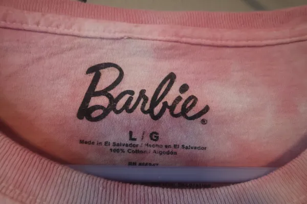 Barbie Barbie spider web graphic t-shirt tie dye in pink, black and hot pink size large. - Image 5