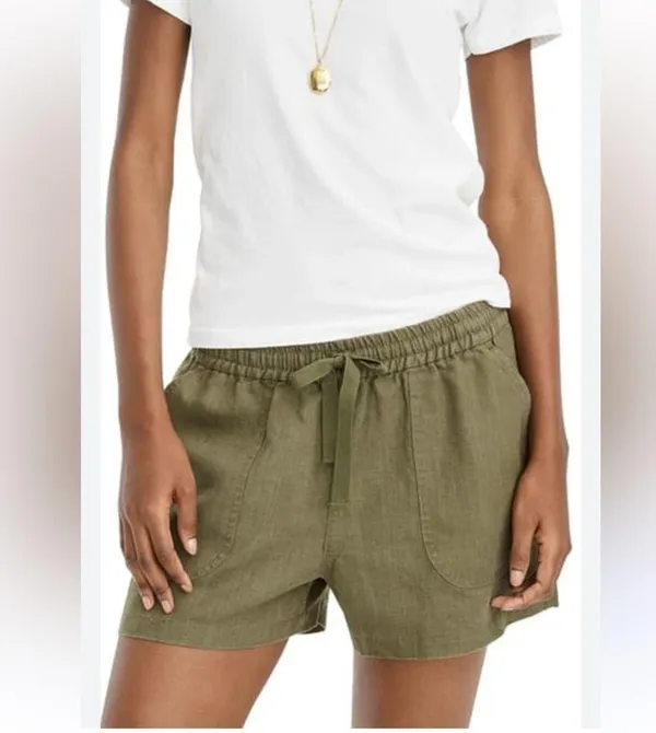 J Crew Point Sur Chambray Seaside Short in Linen Blend White Size Small NWT - Image 3