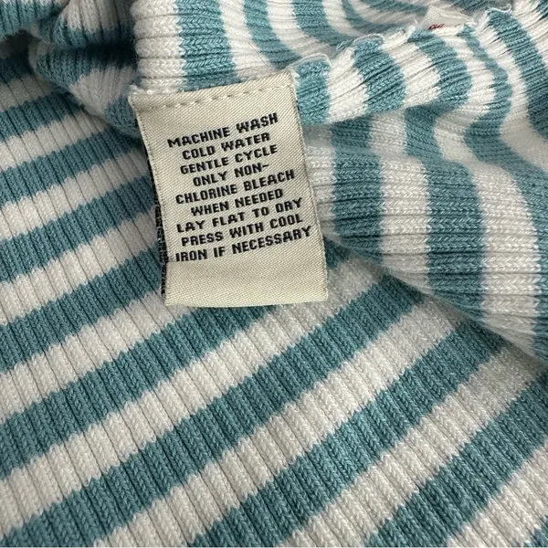 Y2k Polo Jeans Co by Ralph Lauren Blue White Striped Knit Turtleneck Size XL - Image 8