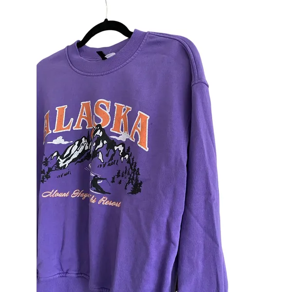 H&M Alaska Graphic Purple Pullover Size Large - Image 2