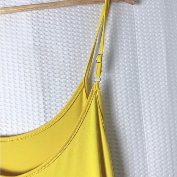 Resortwear Maxi Dress Women XL Yellow Beach Flowy Slip Straps Pockets Stretch - Image 5