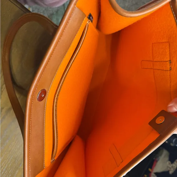 🧡 Graf Lantz Orange Felt Leather Trim‎ Tote Bag OS 🧡 - Image 8