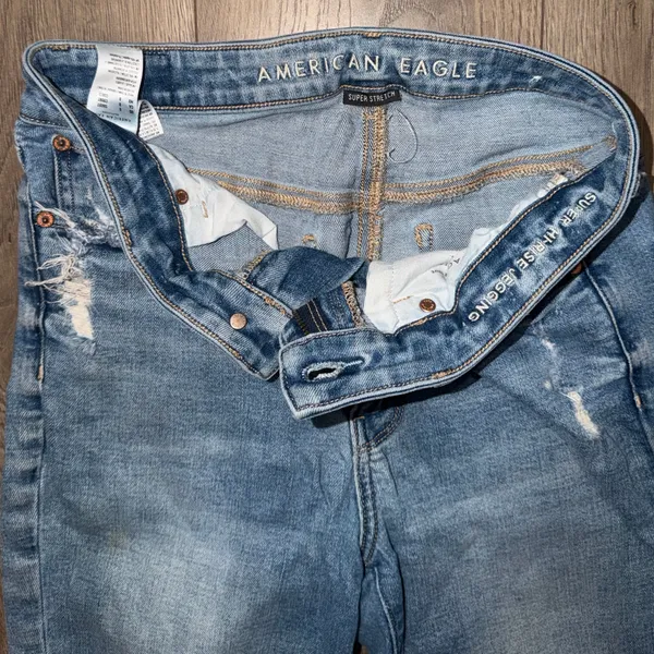 Pre-Owned American Eagle Super Stretch Super Hi-Rise Jegging Blue Jeans Size 8 - Image 3