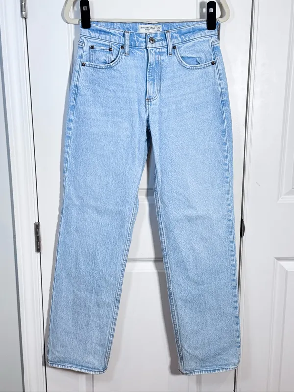 Abercrombie & Fitch The Baggy Low Rise Jeans 24 / 00 Light Wash Y2K 90s Regular - Image 2