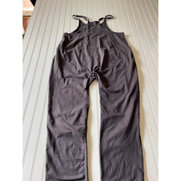 Oufeiya Charcoal Gray Wide Leg Overalls Adjustable Straps Drop Crotch Jumpsuit M - Image 6
