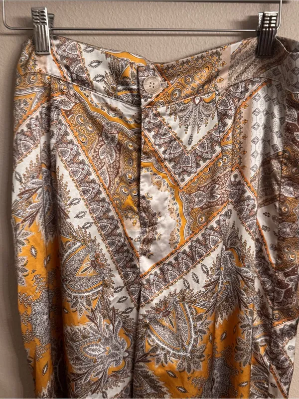Cider Paisley Print Wide-Leg Trousers in Mustard and Brown‎ - Image 3