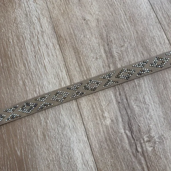 NEW Boho Western Geometric Studded Vegan Leather Belt Khaki - Image 5