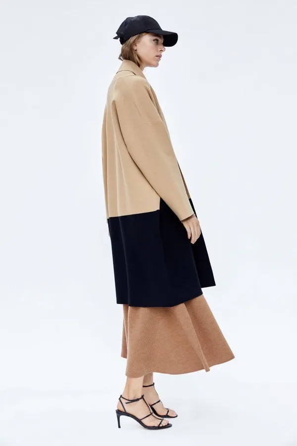 ZARA color block knit coat size M - Image 4