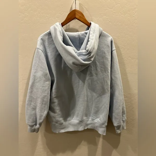 Victoria Secret hoodie fleece lined light blue size small - Image 3