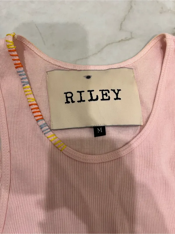 RILEY Pink Ribbed Tank Top Size Medium - Image 2