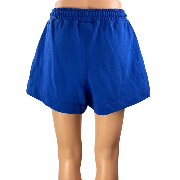Ganni Women's Blue High Rise Drawstring Fleece Lounge Wide Sweat Shorts Size S - Image 3