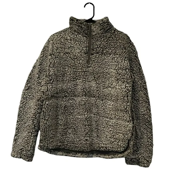 Altar’d State Jacket Womens Small Gray Sherpa Fleece 1/4 Zip‎ Pullover - Image 2