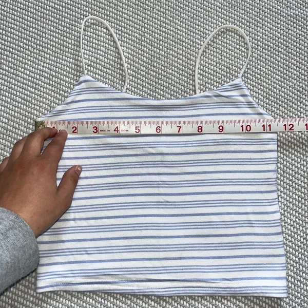 Pacsun Womens White Blue Stripe Basic Cropped Cami Tank Top Sz Xs - Image 5