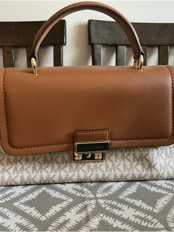 Michael Kors Laila Small Satchel Vanilla Acorn MK Logo Chain Crossbody - Image 4