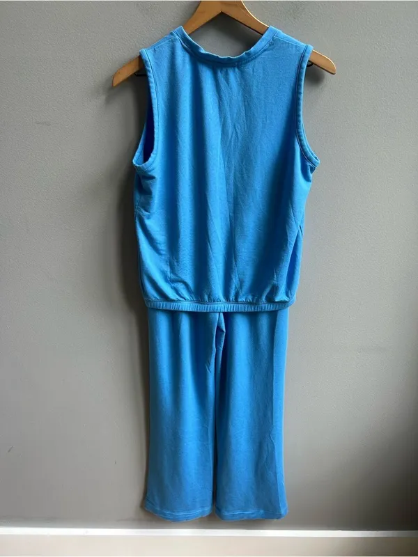 PJ Salvage Women's Cozy V-Neck Tank and Lounge Pants Set Electric Blue XS - Image 5