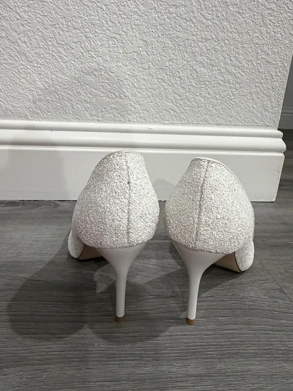 Elegant Annaili white/silver glitter pumps - Image 5