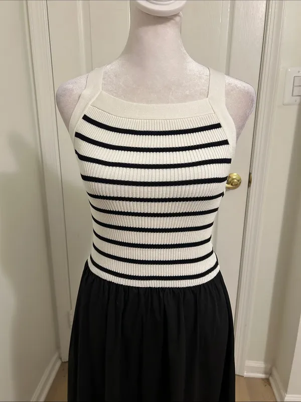 Tuckernuck Moon River Square Neck Sweater Knit Mix Media Midi Dress Size Small - Image 5