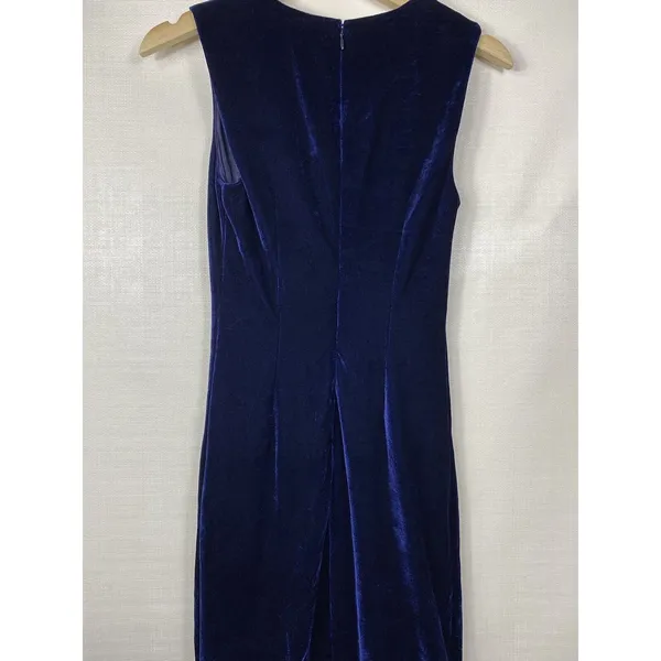 Reiss Mosaic Velvet Twist Front Dress Midnight Blue Sleeveless Sz US 2/UK 6‎ XS - Image 8