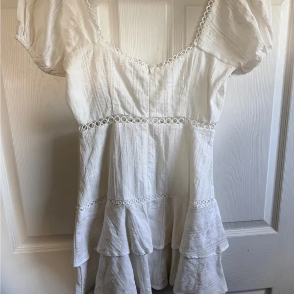Showpo White Lace Trim Peasant Dress - Image 2