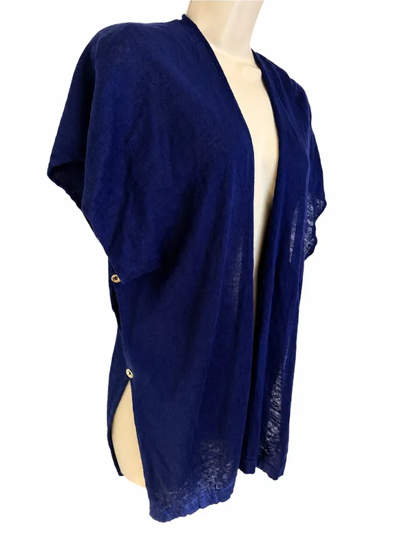 Lilly Pulitzer Linen Cardigan Sweater XXS XS True Navy Myra Open Front Drape - Image 3