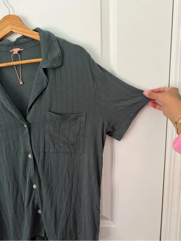 Eberjey Gisele TENCEL™ Modal Rib Relaxed Short Sleeve PJ Top Size Small - Image 7