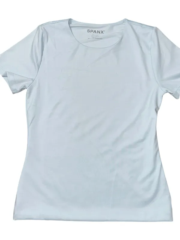 SPANX NWT Size S Light Sky Blue Smoothing Jersey Short Sleeve Crewneck T-Shirt - Image 4