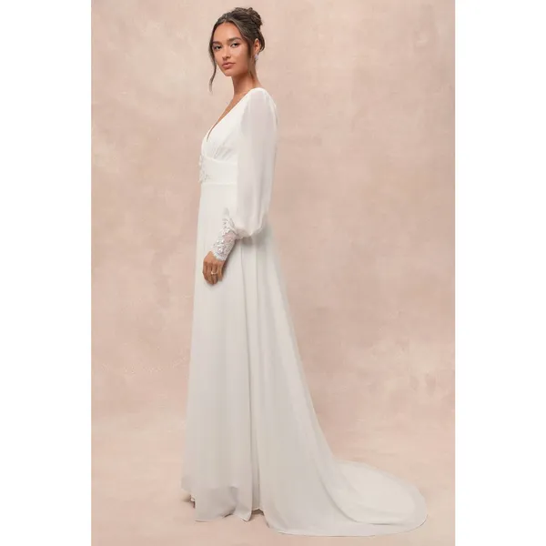 NWT Lulus Angelic Adoration White Backless Maxi Dress Wedding Bridal Bride Sz M - Image 8