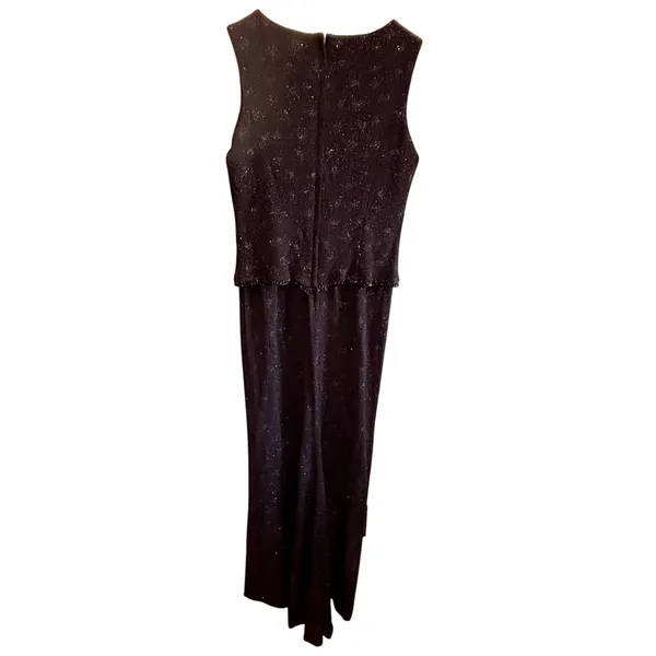 Vintage Scott McClintock Millenium 2000 Black Sparkle Floor Length Evening Gown - Image 2