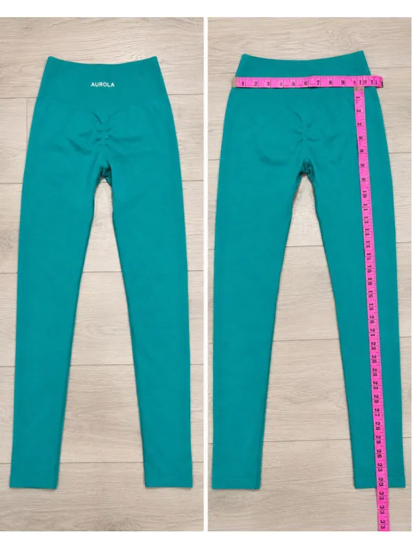 AUROLA Teal Seamless Scrunch‎ Butt High Rise Compression Leggings XS - Image 6