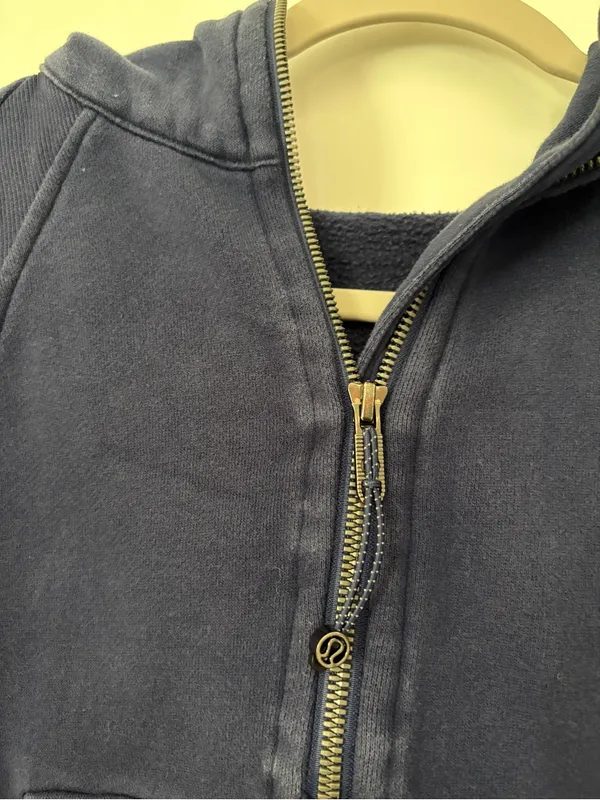 lululemon athletica Navy Cropped Half-Zip Hoodie Sweater - Image 3