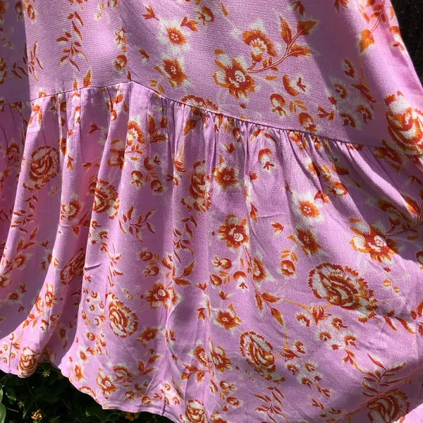 NEW Pink Floral Open Back Midi Dress S - Image 8