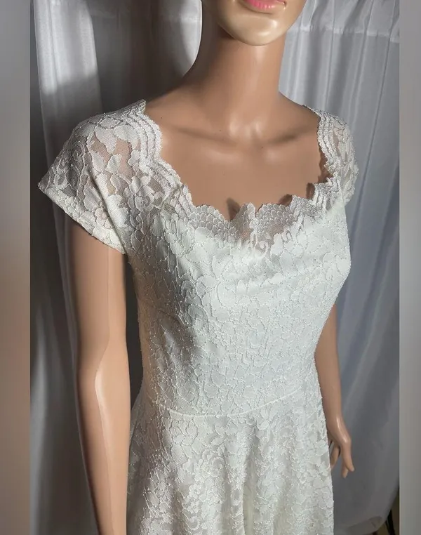 Windsor Women's Size L Elegant Ivory Lace Dress A-Line Scalloped NWT Formal - Image 2