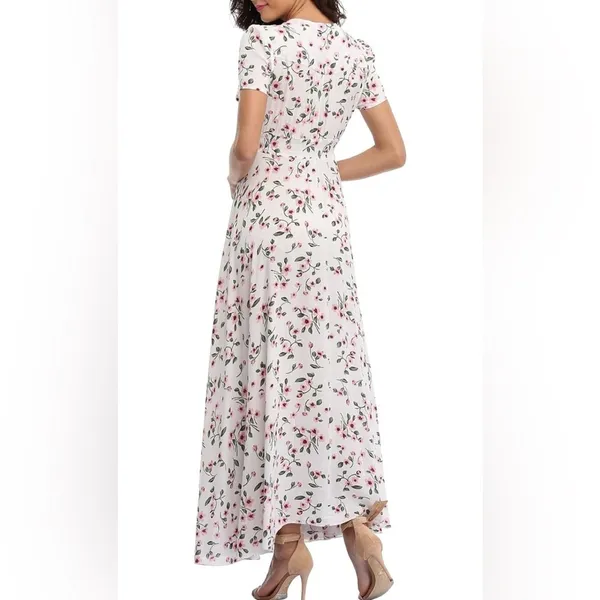 BEACH PARTY floral maxi dress smocked stretchy waist tassel strings size XXL - Image 2