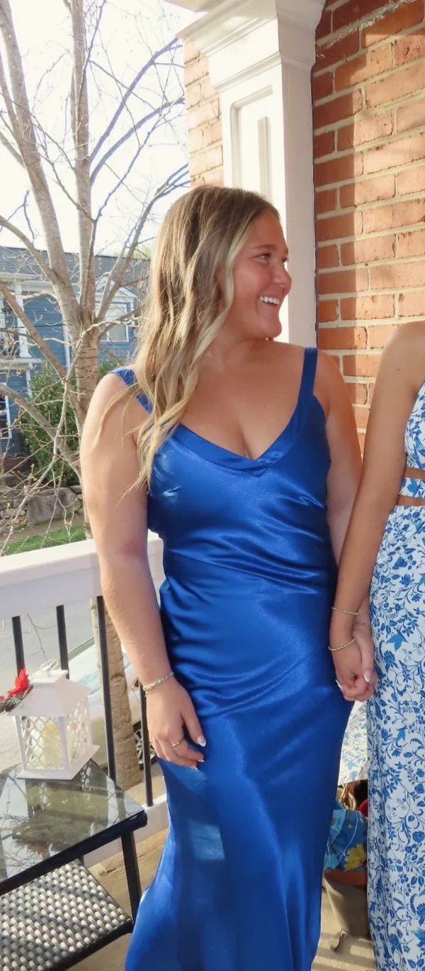 Lulus Blue Backless Slit Dress - Image 2