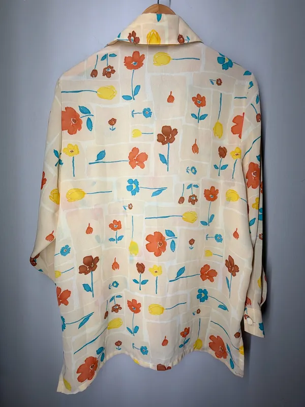 90s Vintage Beverly Rose Floral Button Up Blouse Retro Mod‎ Scandinavian - Image 8