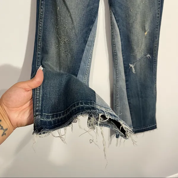 AMO Crop Boot Jeans Distressed Raw Hem‎ Size 24 Retro Street Style Casual Cool - Image 8