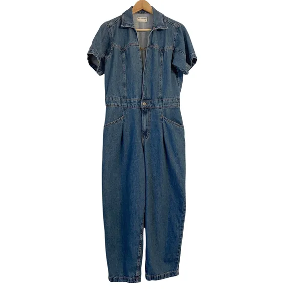 We The Free People Marla Trouser Coveralls Denim Jumpsuit M Utility Western Blue - Image 3