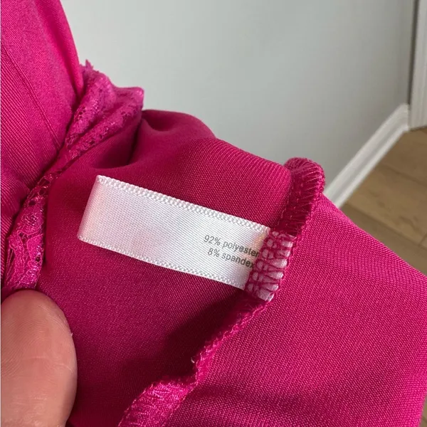 Fashion Bug Y2K Lace Trim Cami Size M Hot Pink Preppy 90s Coquette Babydoll Feminine 2000s - Image 4