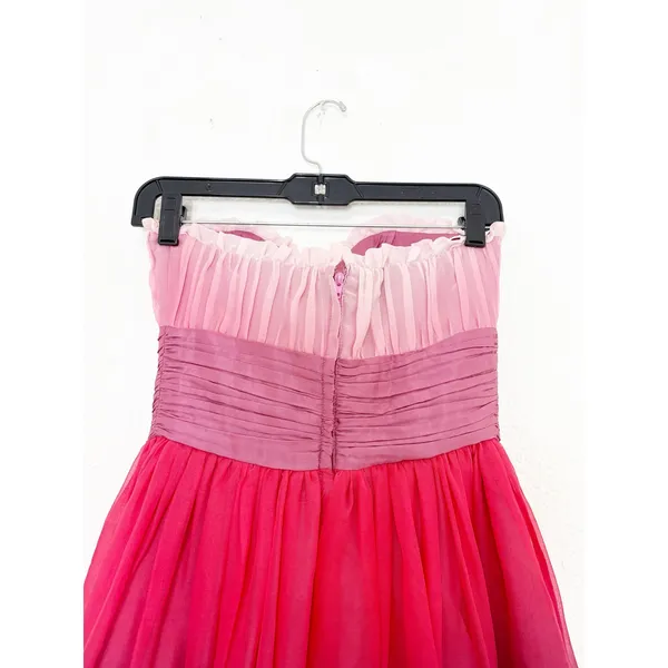 Vintage Betsey Johnson Y2K Pink Ombré Tulle Floral Strapless Mini Dress Size 4 - Image 13