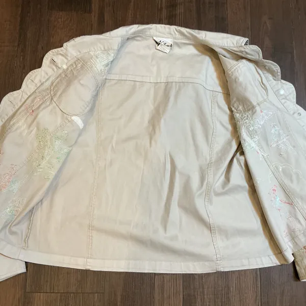 Eddie Bauer 650 Down Puffer Jacket Beige Quilted Full Zip Women XS Lightweight - Image 6