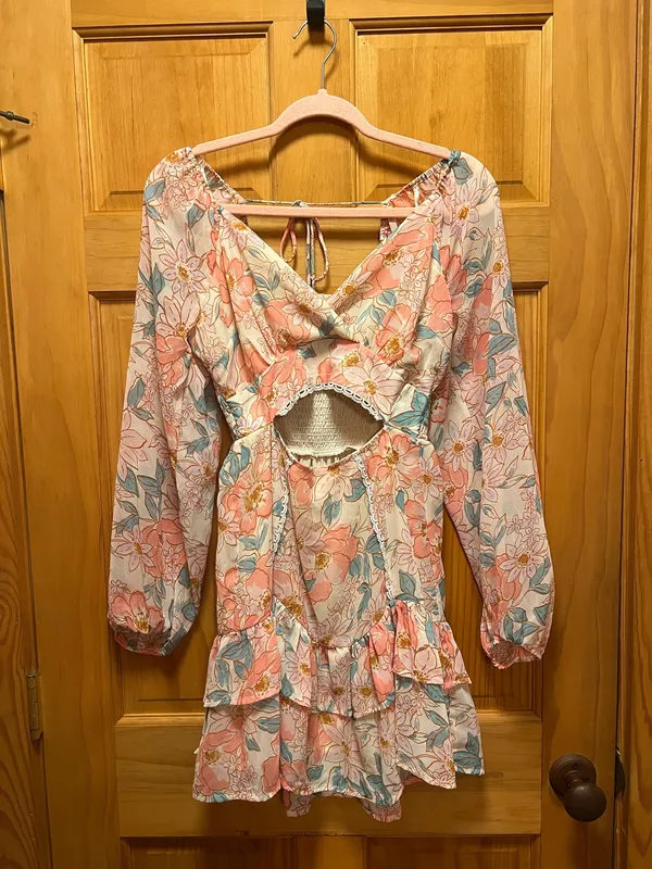 Floral wedding guest mini dress Pink - Image 2