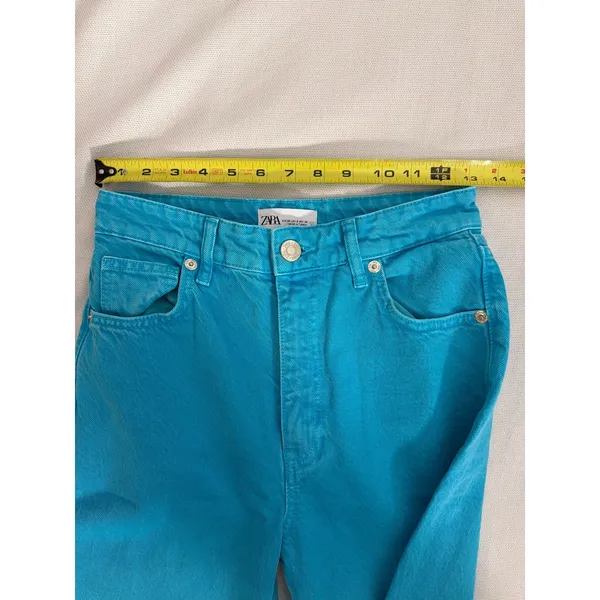 Zara‎ Wide Leg Blue Raw Hem Long Wide Leg pants size 2 - Image 7