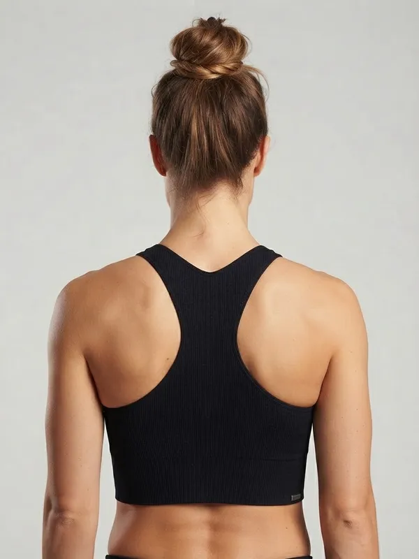 GILLY HICKS Ribbed Racerback Crop Top Brami L Black NWOT - Image 5