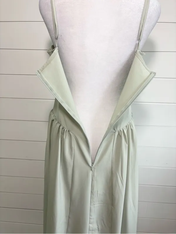 RIHOAS Sage Green Square Neck Pocket Slip Bustier Midi Dress Size L - Image 6