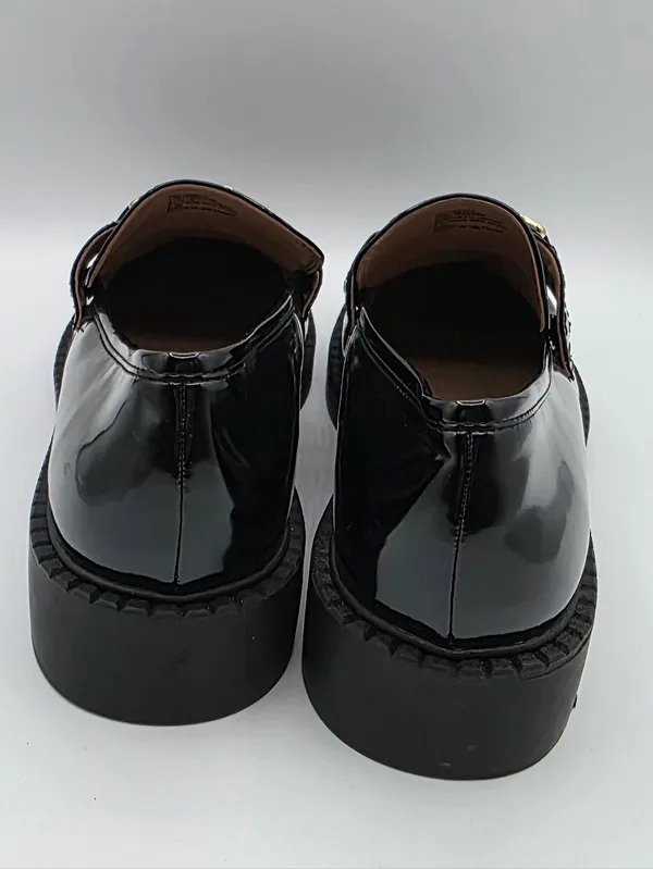 Womens Platform Patent Loafers Slip On Shoes Size 9.5 Black Gold Accents INC NEW - Image 6