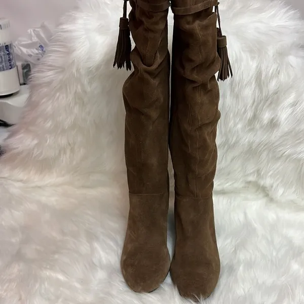 Plume by Faryl Robin Slouch Suede Knee‎ High Heeled Boots Size 9 BIN 18 - Image 4