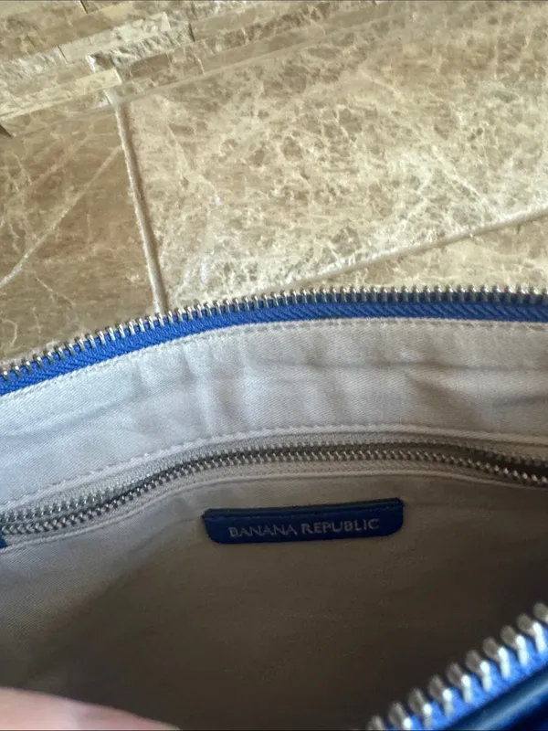 Blue Leather Zip Pouch Clutch - Image 2