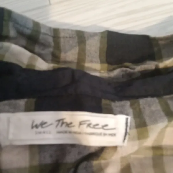 We The Free Beige and Black Utility Boho with Plaid Pattern and Cinched Waist - Image 2